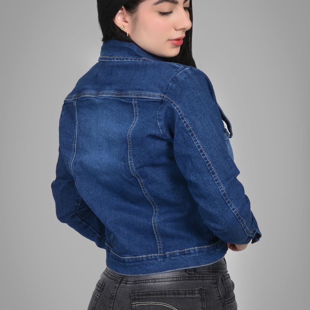 Chaqueta Jean Cargo Azul Medio Dama M11 09-011
