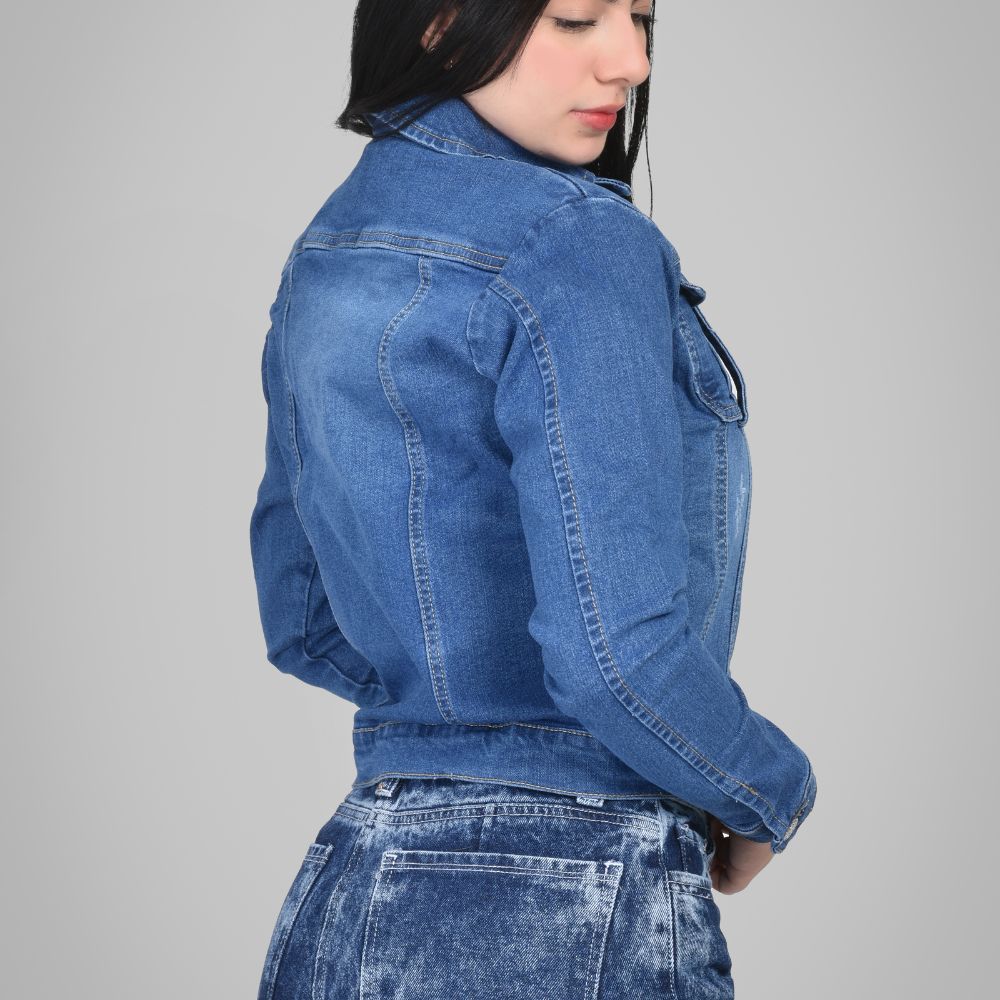 Chaqueta Jean Cargo Azul Dama M11 09-011