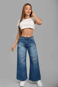 Pantalón Stretch Palazzo M7 Rasgado Medio
