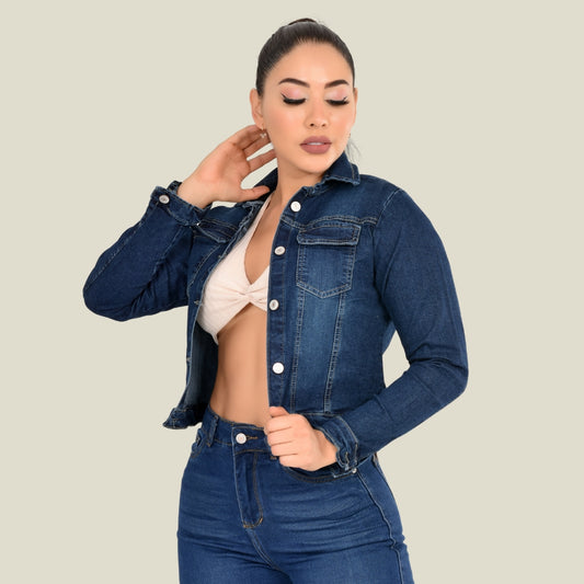 Chaqueta Stretch Clásica Dama M1 Tono Petrolizado