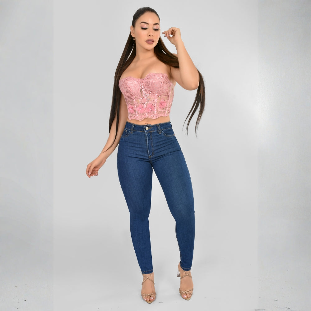 Pantalón Skinny Regular Oscuro