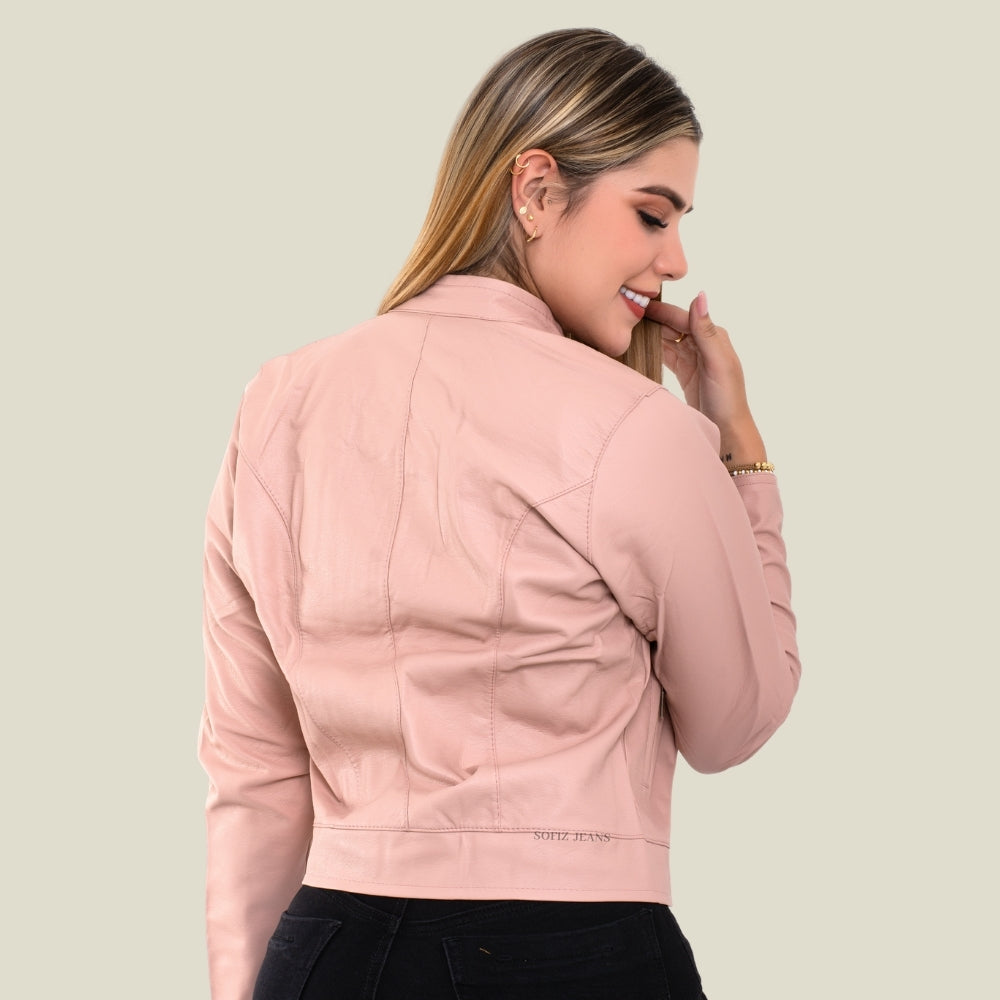 Chaqueta Efecto Cuero Clásica Palo Rosa