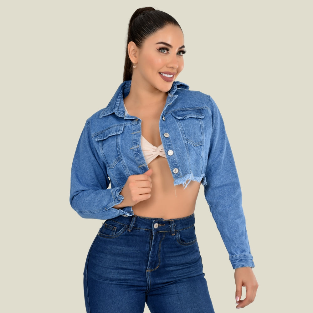 Chaqueta Jean Rígida Torera Dama M3 Tono Claro