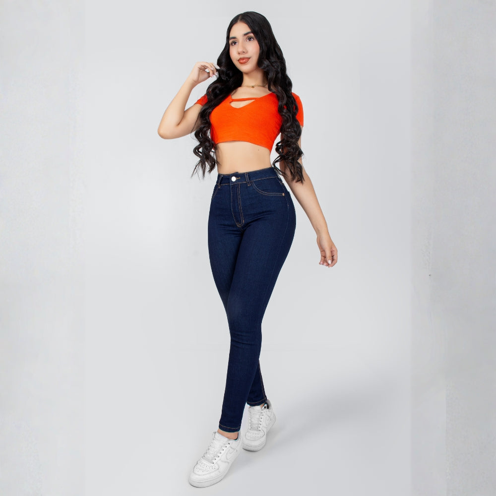 Pantalón Skinny Regular Petrolizado