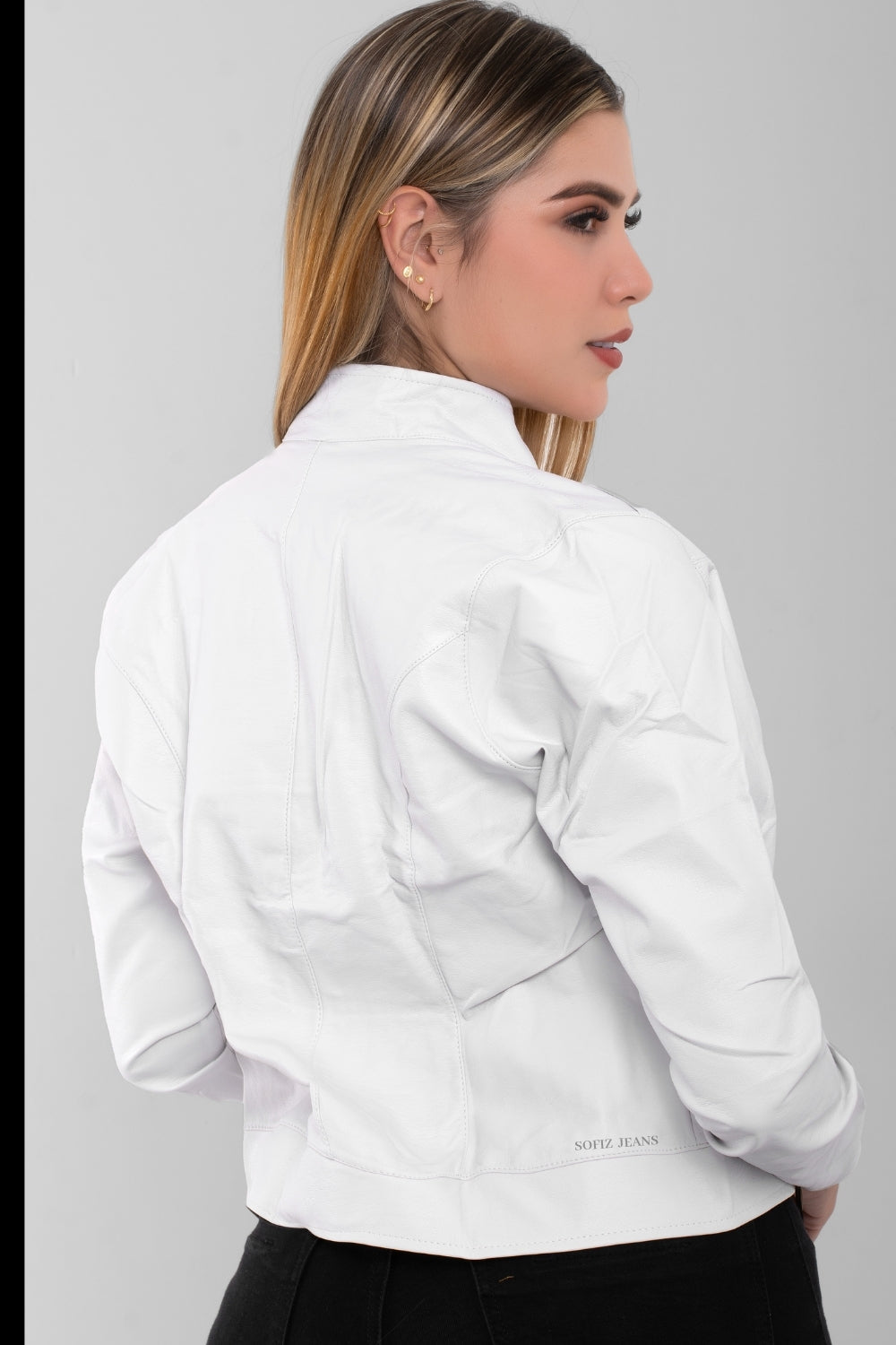Chaqueta Efecto Cuero Clásica Blanca