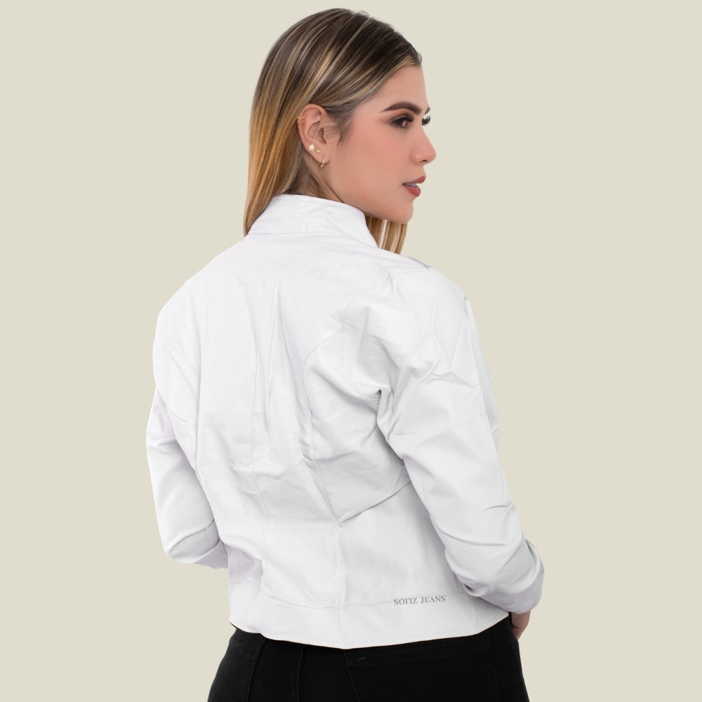 Chaqueta Efecto Cuero Clásica Blanca
