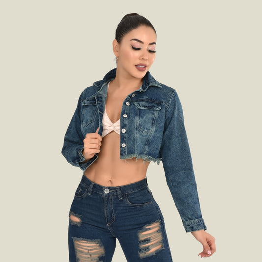 Chaqueta Jean Rígida Torera Dama M3 Tono Vintage
