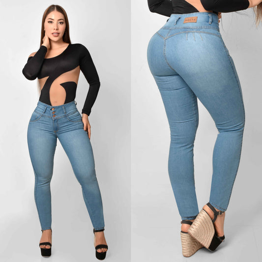Pantalón Skinny Push Up 3 Botones M3 Claro