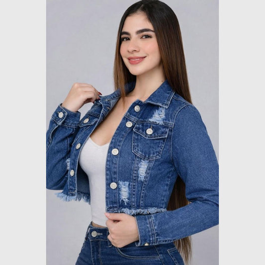 Chaqueta Jean Rígida Torera Dama M10 Tono Frosteado