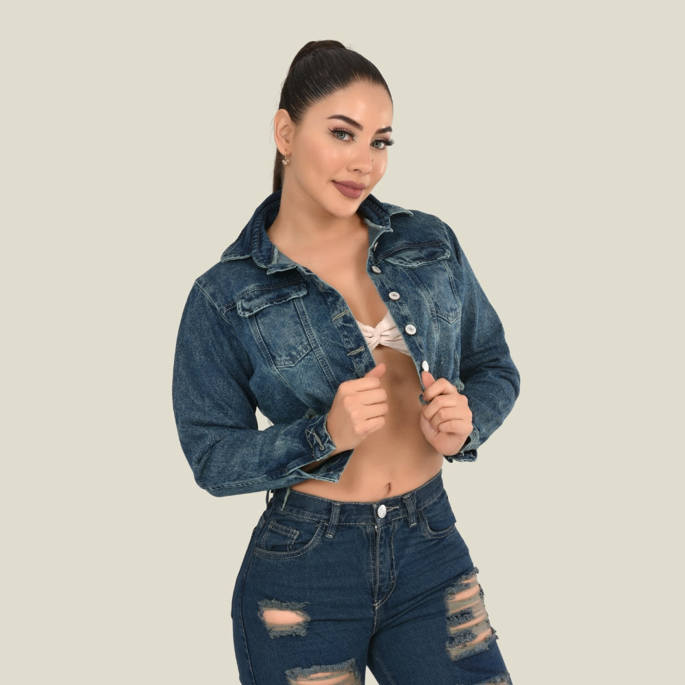 Chaqueta Jean Rígida Torera Dama M3 Tono Vintage