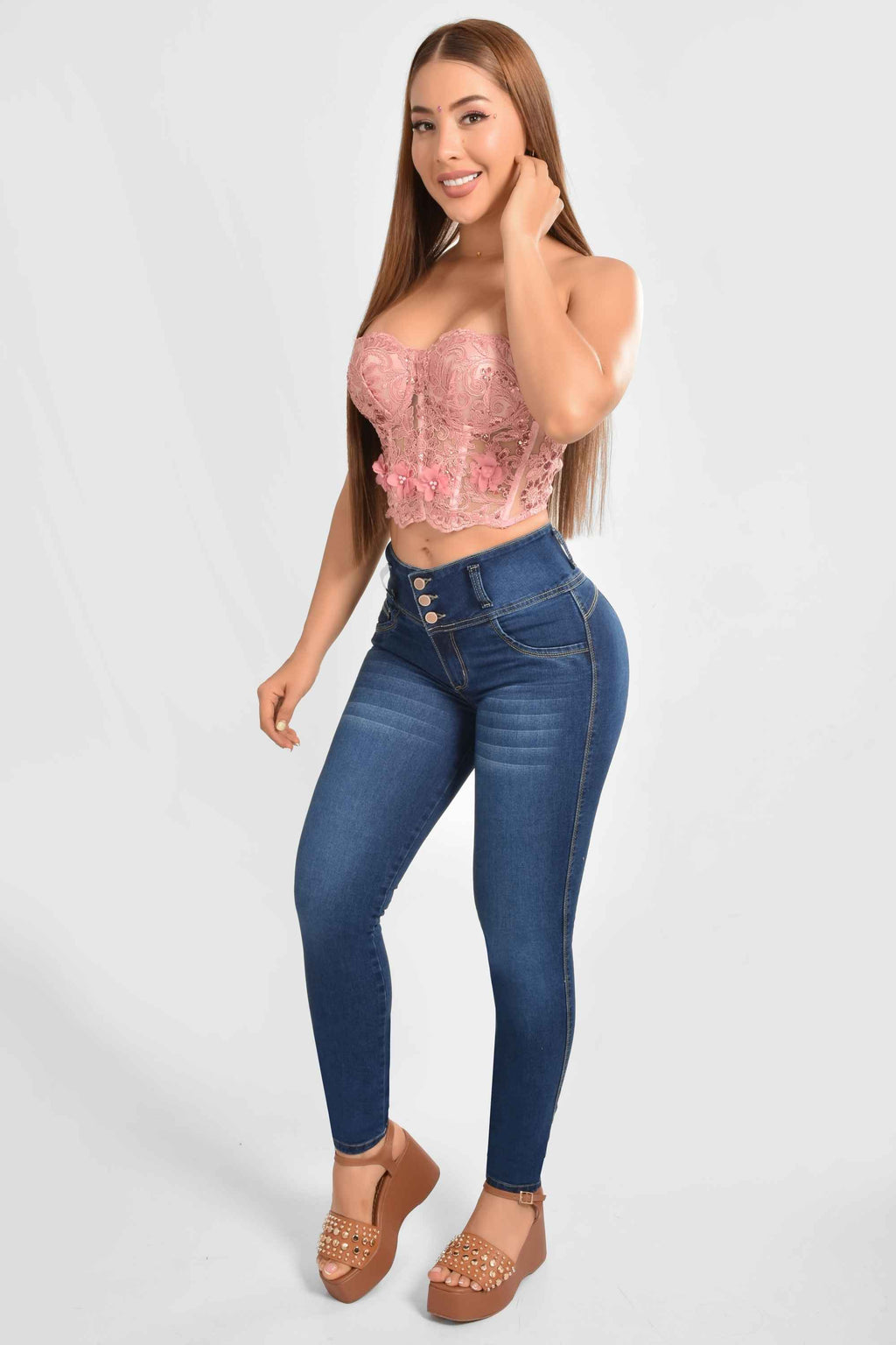 Pantalón Skinny Push Up 3 Botones M5 Medio