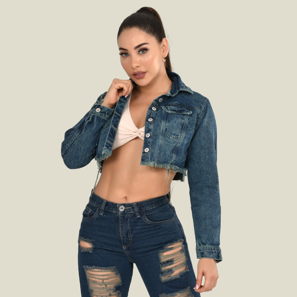 Chaqueta Jean Rígida Torera Dama M3 Tono Vintage
