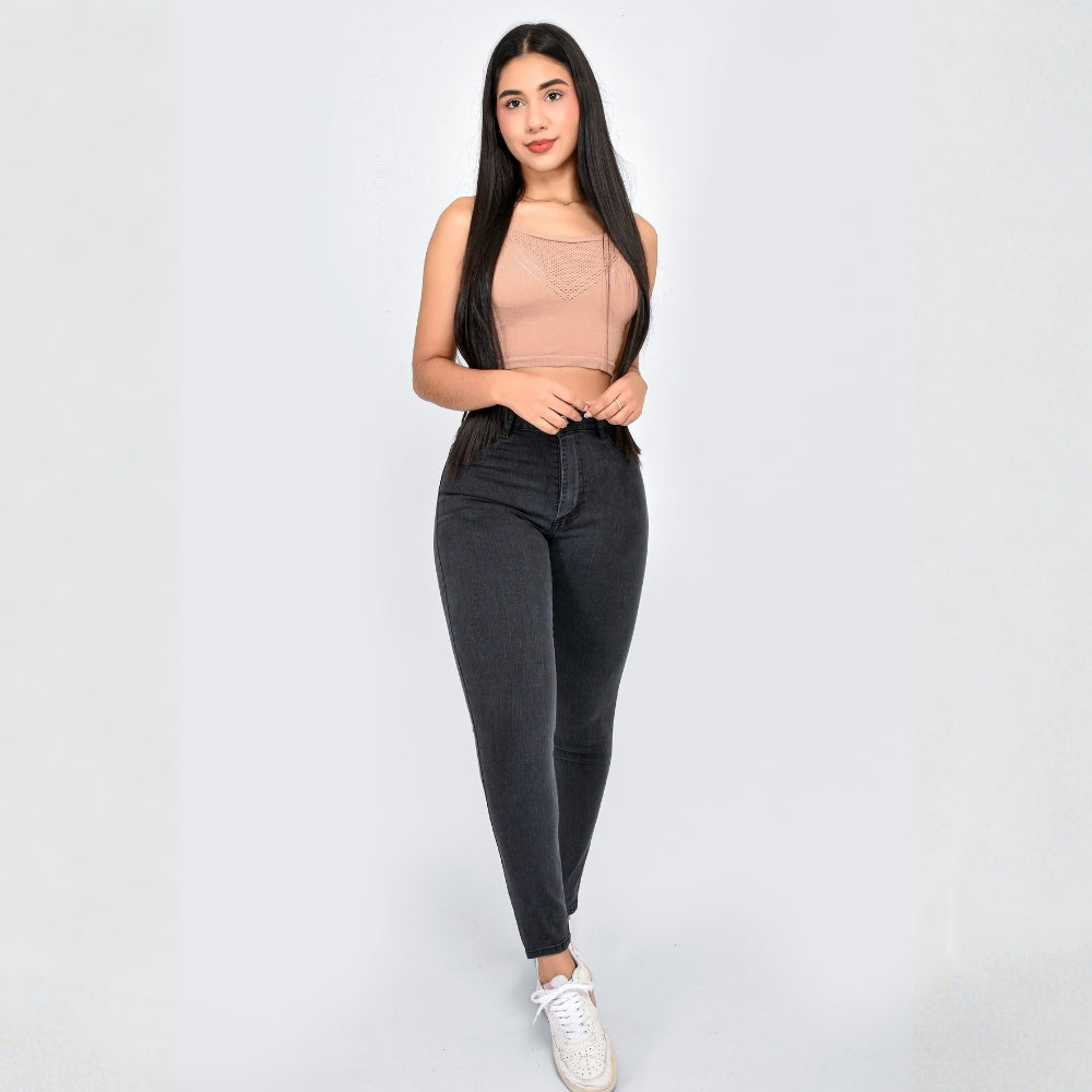Pantalón Skinny Regular Humo