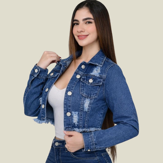 Chaqueta Jean Rígida Torera Dama M2 Tono Frosteado
