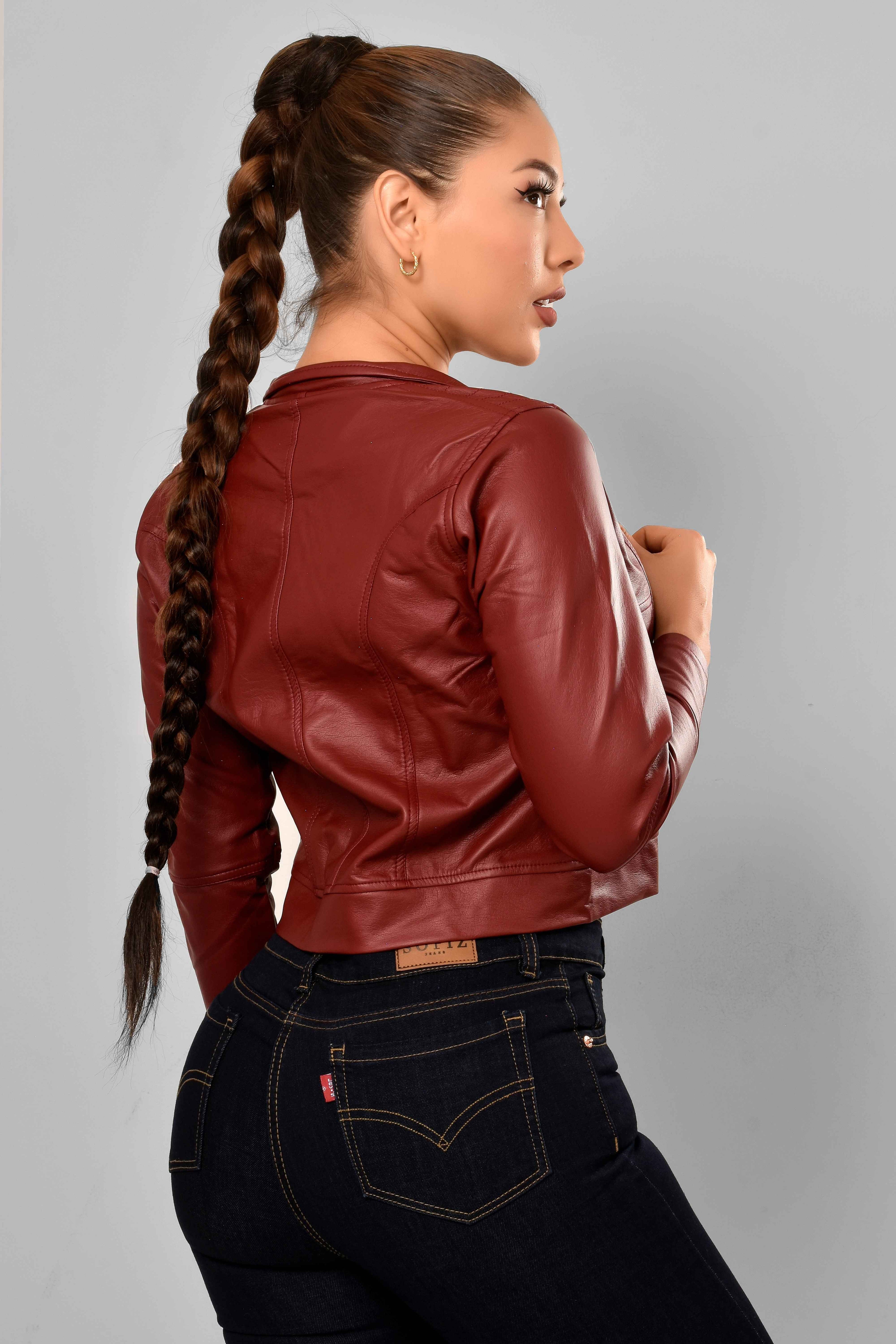 Chaqueta Efecto Cuero Rebel M4 Vinotinto