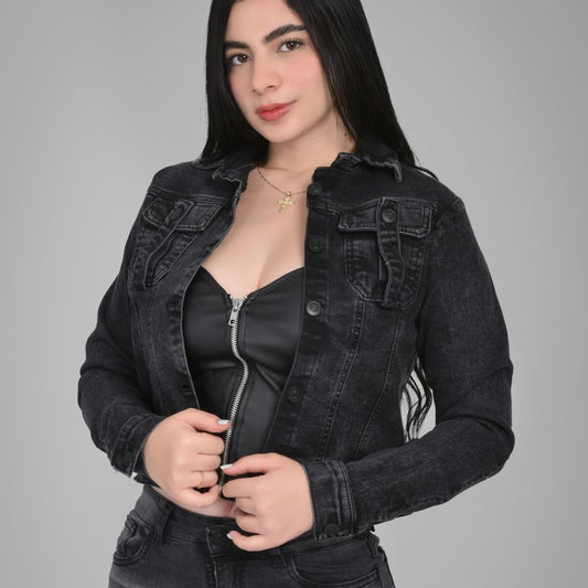 Chaqueta Jean Cargo Humo Dama M11 09-011