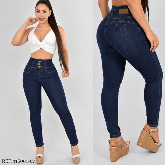 Pantalón Skinny Push Up 3 Botones M3 Oscuro
