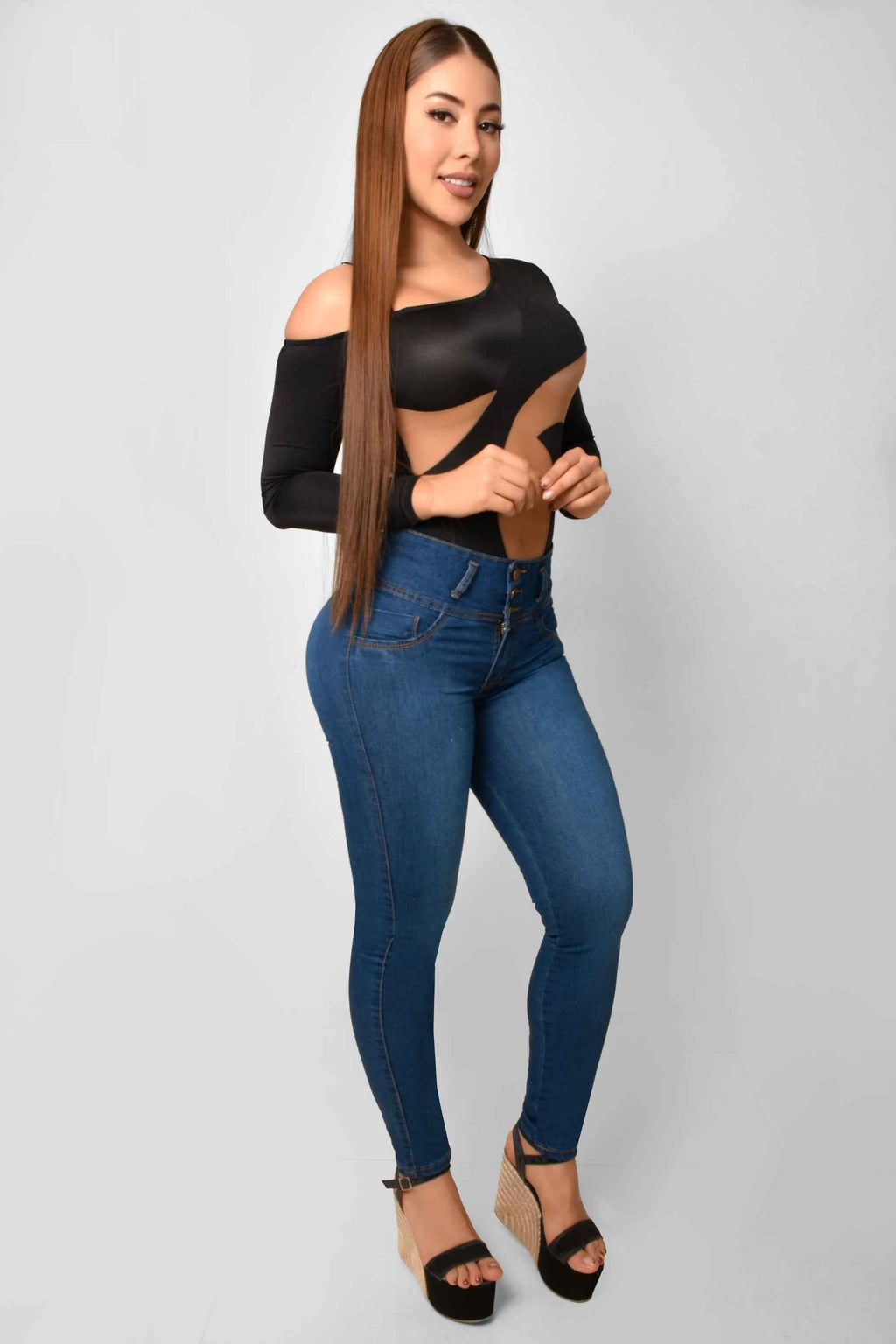 Pantalón Skinny Push Up 3 Botones M3 Medio