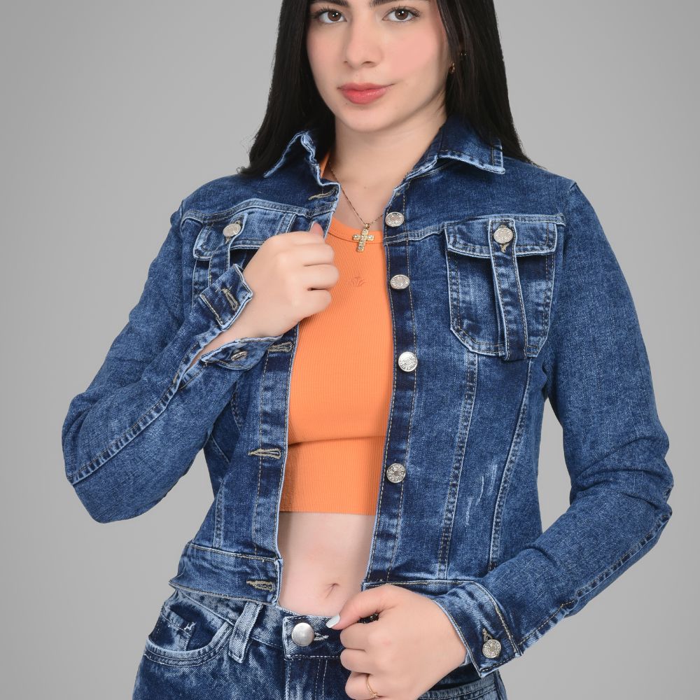 Chaqueta Jean Cargo Azul Frost Dama M11 09-011