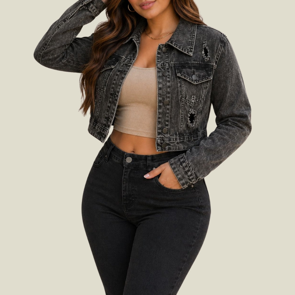 Chaqueta Jean Rígida Torera Dama M4 Tono Gris