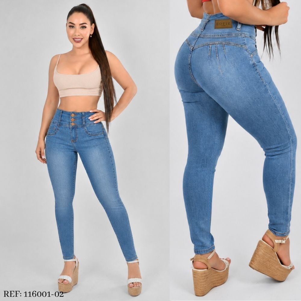 Pantalón Skinny Push Up 3 Botones M3 Claro