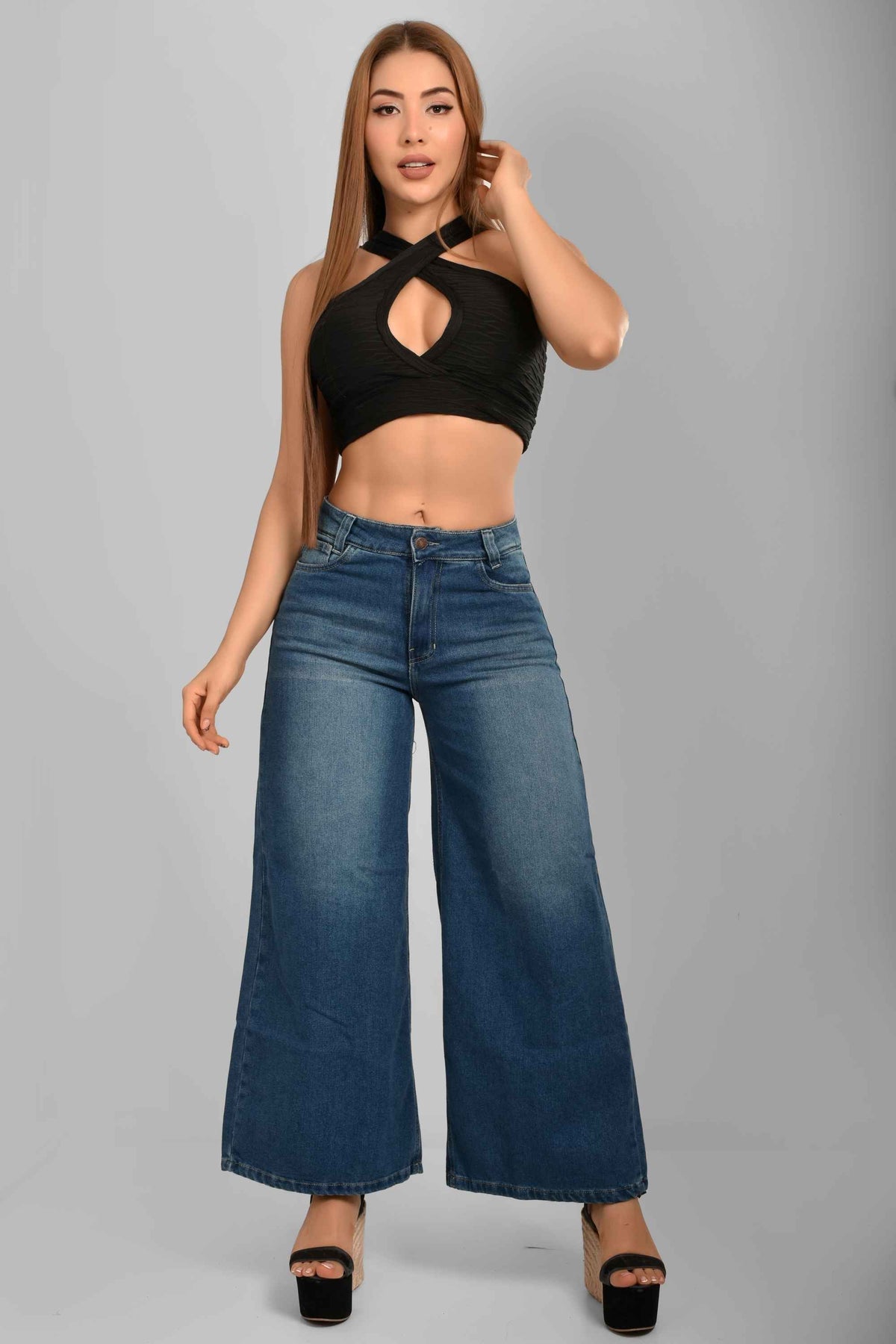 Pantalón Stretch Palazzo M7 Oscuro