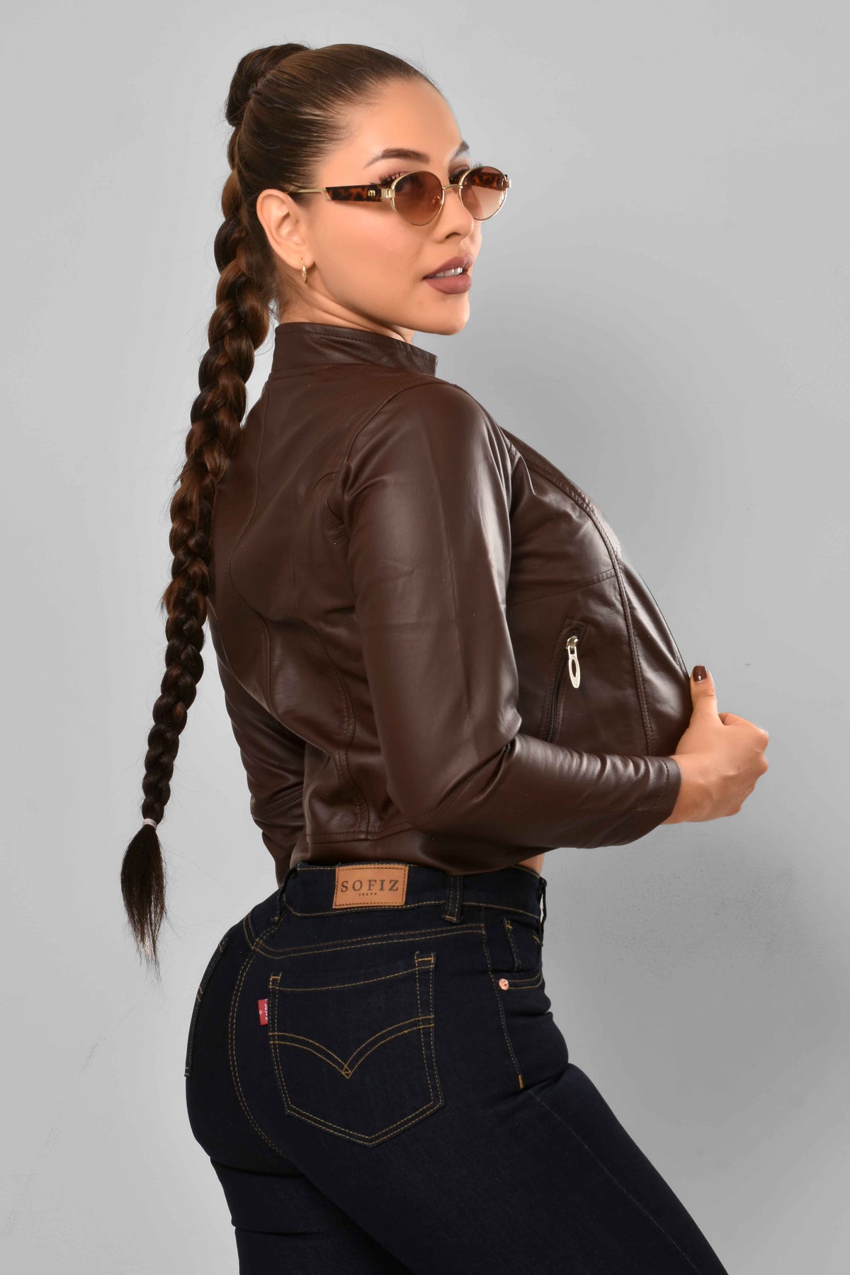 Chaqueta Efecto Cuero Rebel M4 Marrón