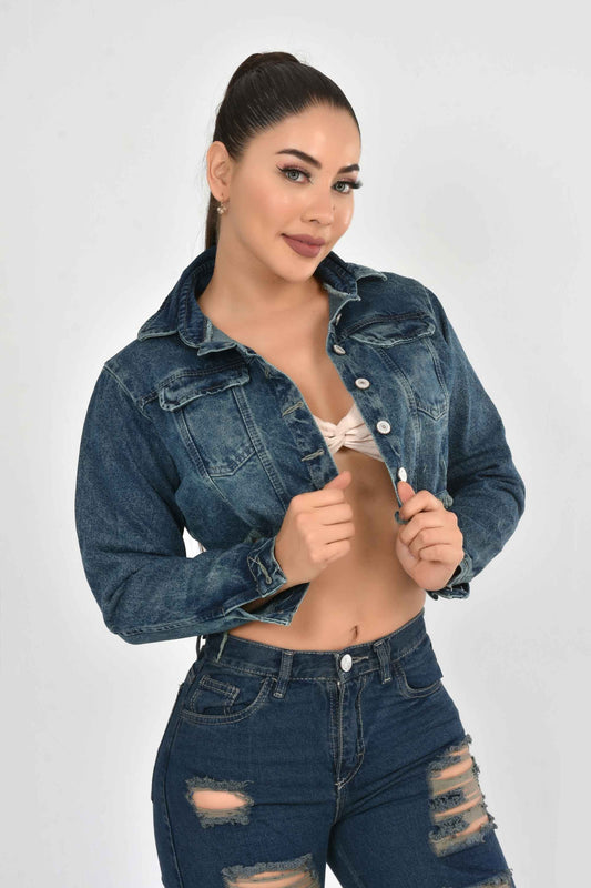 Chaqueta Jean Rígida Torera Dama M3 Tono Vintage