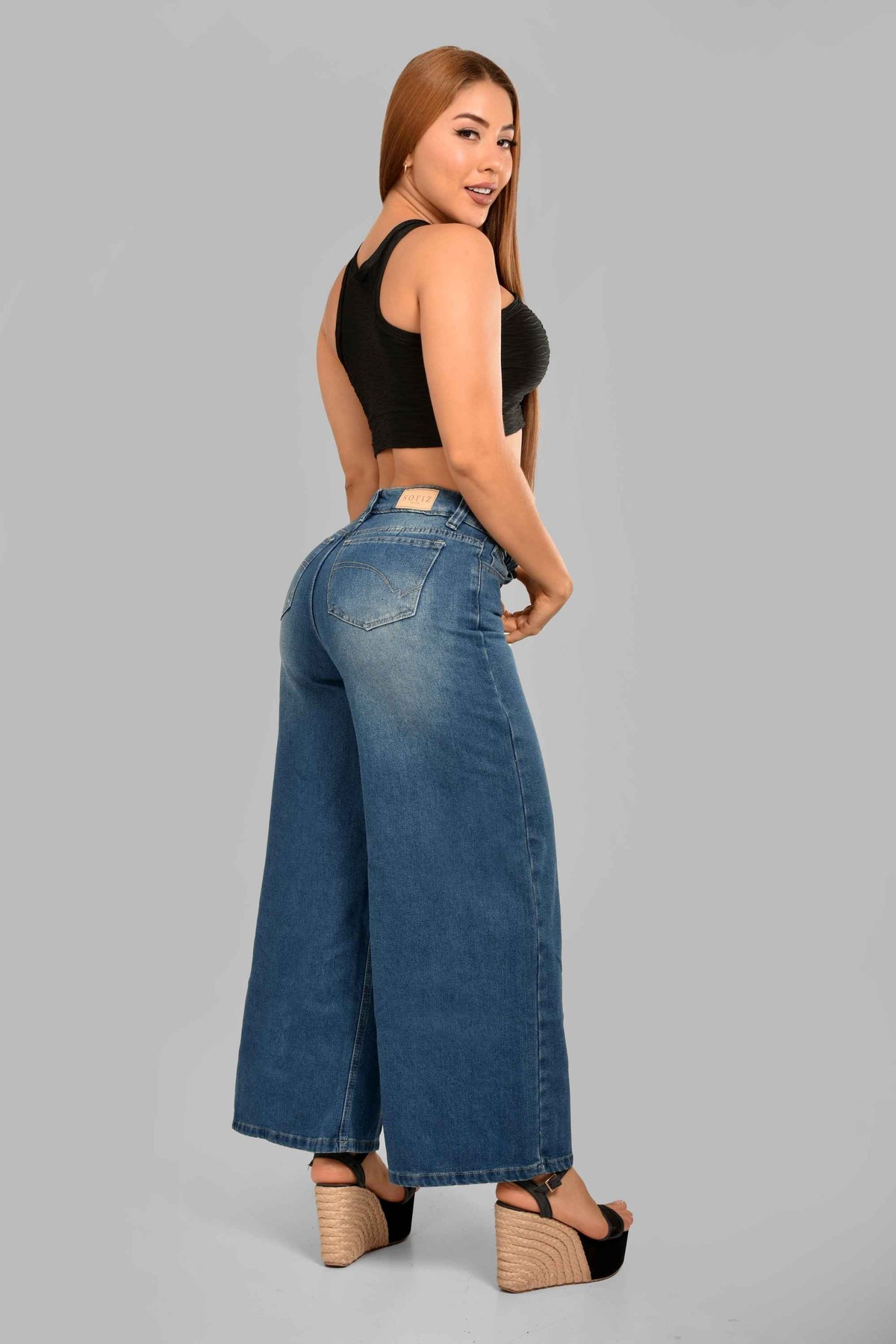 Pantalón Stretch Palazzo M7 Oscuro