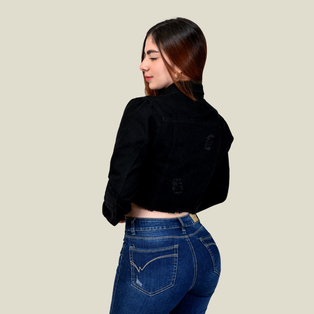 Chaqueta Jean Rígida Torera Dama M2 Tono Negro