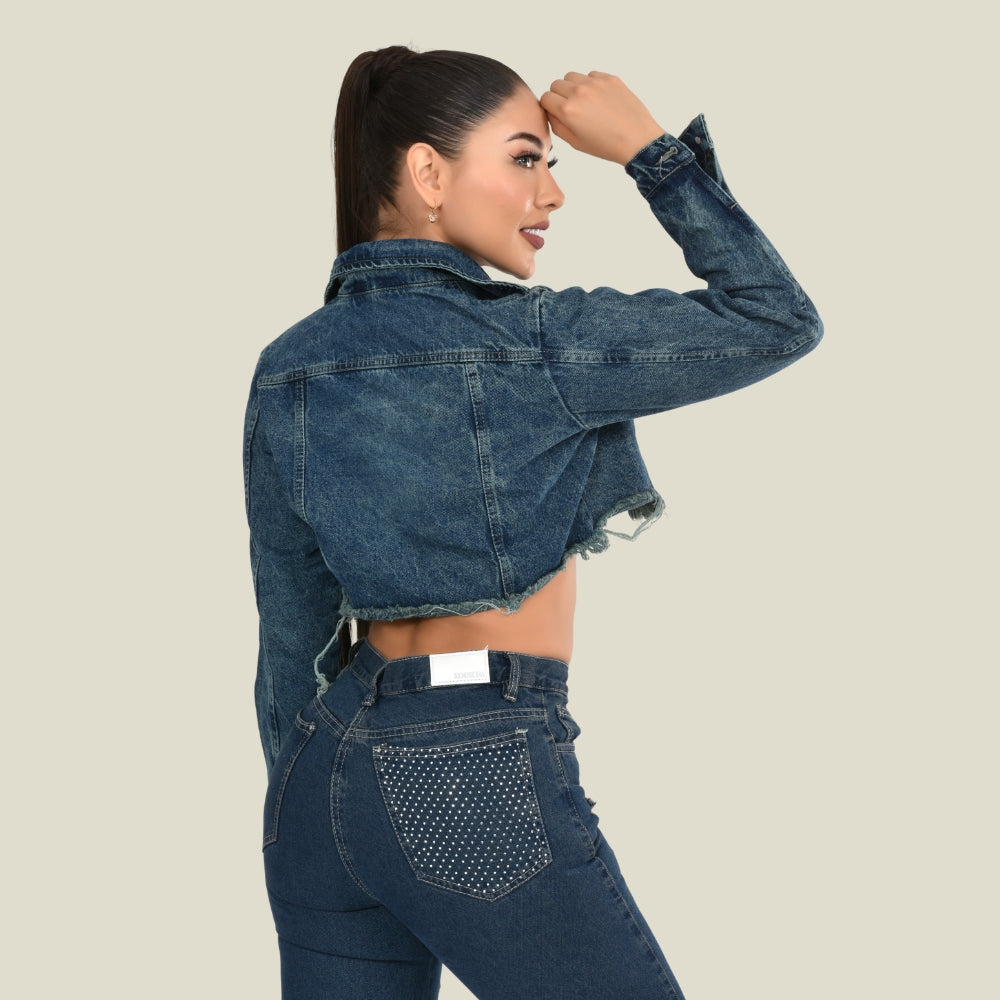 Chaqueta Jean Rígida Torera Dama M3 Tono Vintage